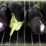 Aubergines in the grill